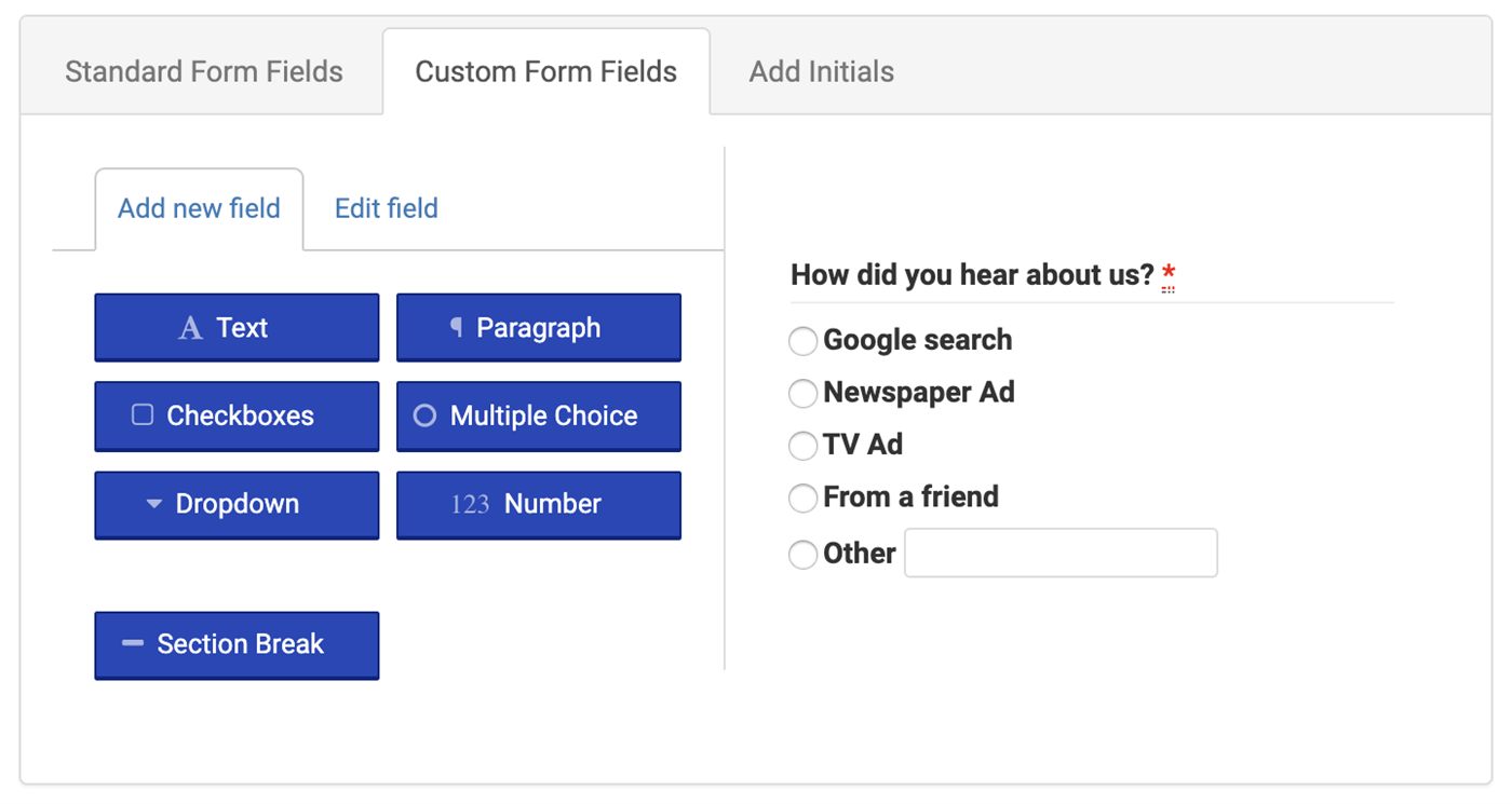 Setup custom waiver form questions with the form builder